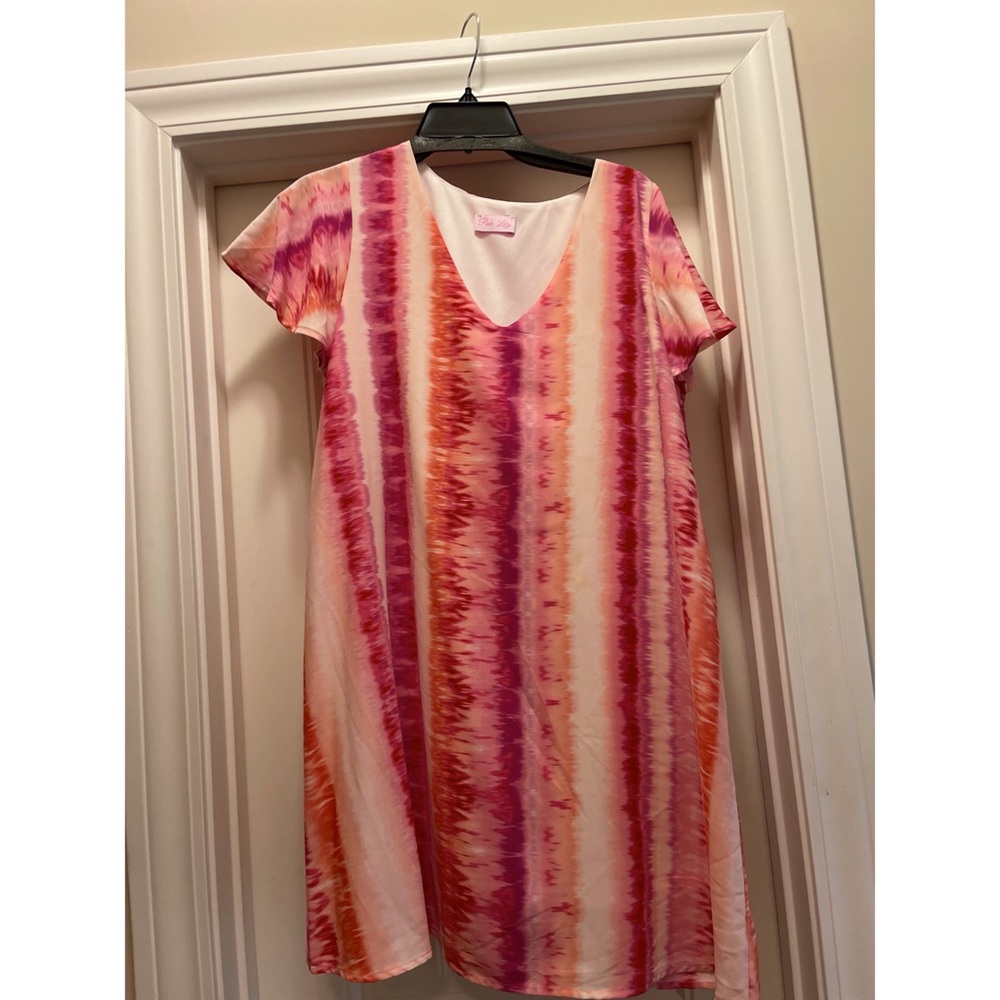 Pink v neck swing dress